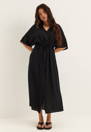 Drawstring Viscose Shirt Dress