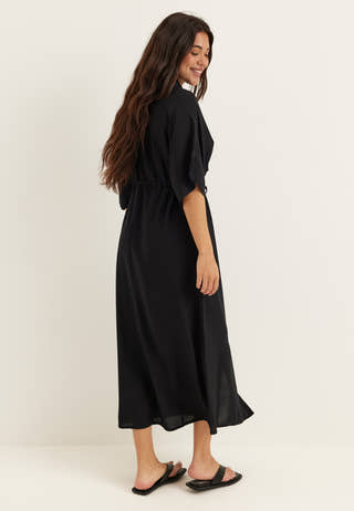 Drawstring Viscose Shirt Dress