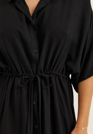 Drawstring Viscose Shirt Dress