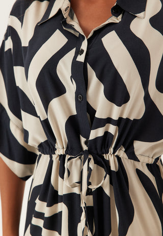 Drawstring Viscose Shirt Dress