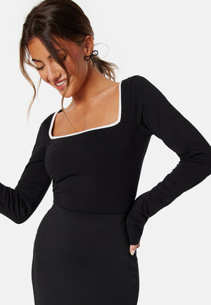 Square Neck Contrast L/S Top
