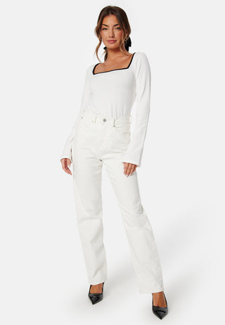 Square Neck Contrast L/S Top