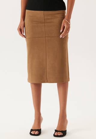 Faux Suede Midi Skirt