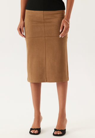 Faux Suede Midi Skirt