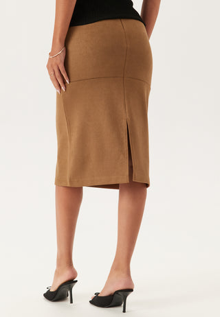 Faux Suede Midi Skirt