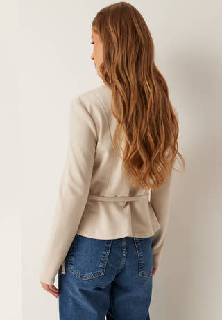 Faux Suede Peplum Jacket