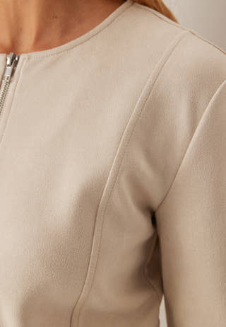 Faux Suede Peplum Jacket