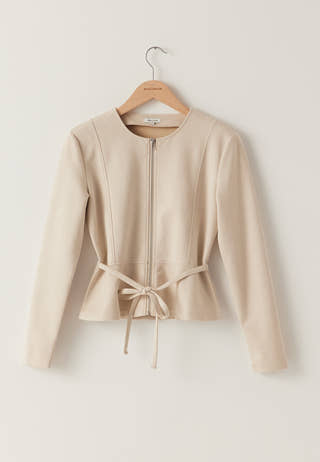 Faux Suede Peplum Jacket