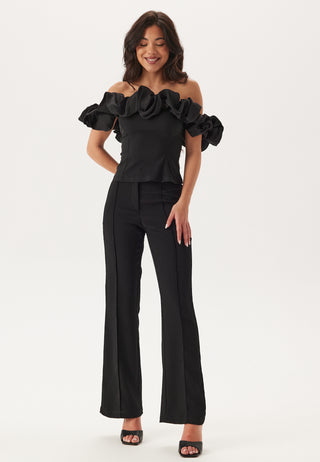 Flared Structured Suit Trousers