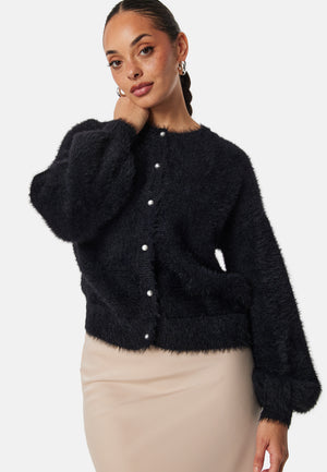 Fluffy Knitted Pearl Cardigan