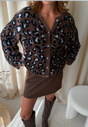 Fluffy Knitted Pearl Cardigan