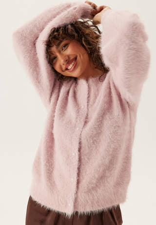 Fluffy Knitted Pearl Cardigan