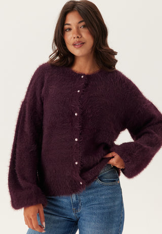 Fluffy Knitted Pearl Cardigan
