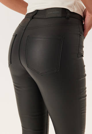 High Waist Slim Coated Jeans