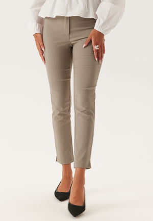 High Waist Stretchy Cropped Slit Trousers