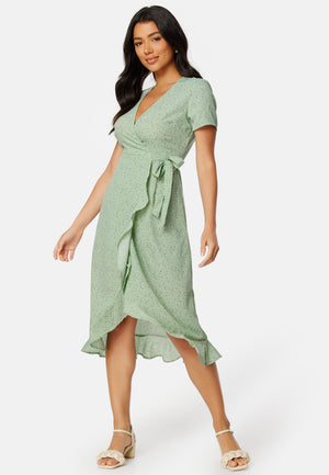 Flounce Midi Wrap Dress