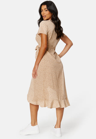 Flounce Midi Wrap Dress
