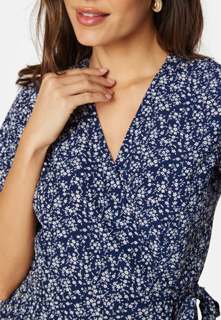 Flounce Midi Wrap Dress