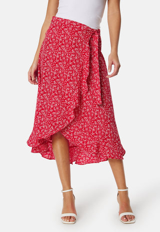 Flounce Midi Wrap Skirt