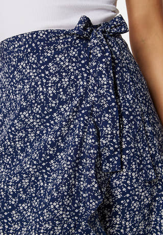 Flounce Midi Wrap Skirt