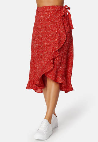 Flounce Midi Wrap Skirt