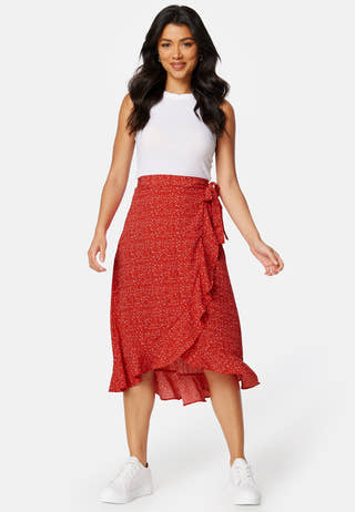 Flounce Midi Wrap Skirt