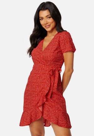Flounce Short Wrap Dress