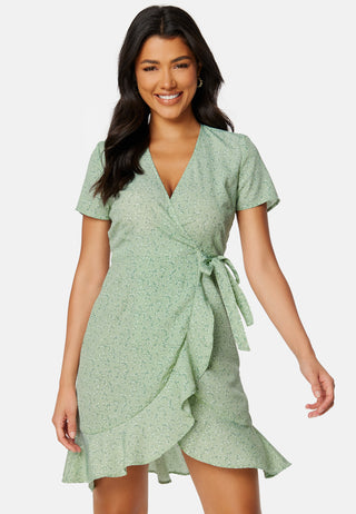 Flounce Short Wrap Dress