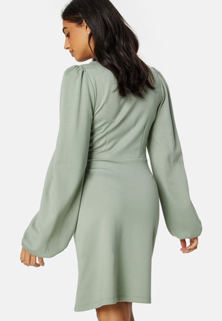 V-neck Balloon Sleeve Short Dress