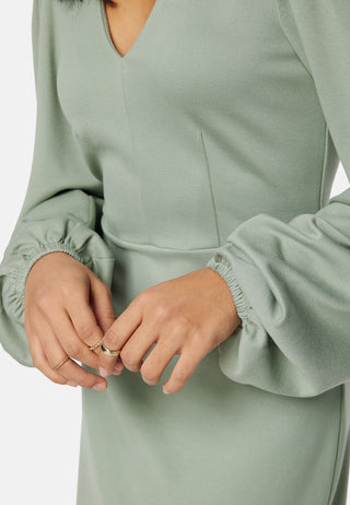 V-neck Balloon Sleeve Short Dress