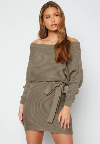 Imani knitted off shoulder dress