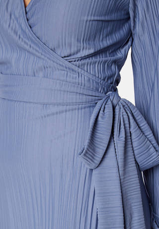 Pleated Wrap Midi Dress