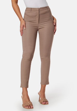 High Waist Stretchy Ankle Slit Trousers