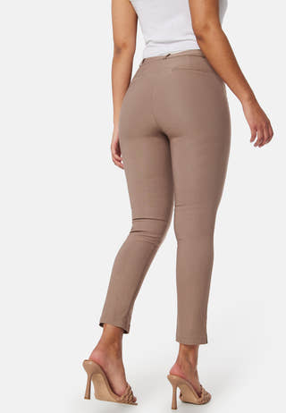 High Waist Stretchy Ankle Slit Trousers