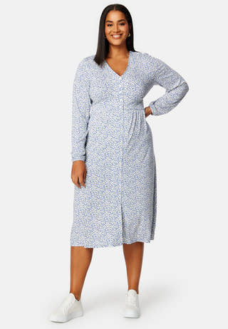 V-neck Midi Button Dress