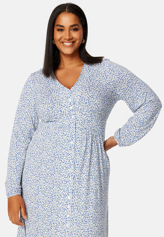 V-neck Midi Button Dress