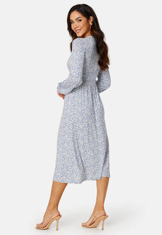 V-neck Midi Button Dress