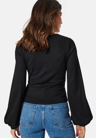 V-neck Puff Sleeve L/S Top