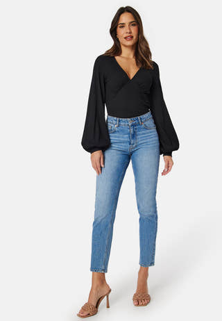 V-neck Puff Sleeve L/S Top