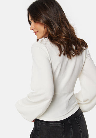 V-neck Puff Sleeve L/S Top