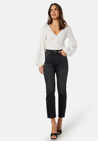 V-neck Puff Sleeve L/S Top