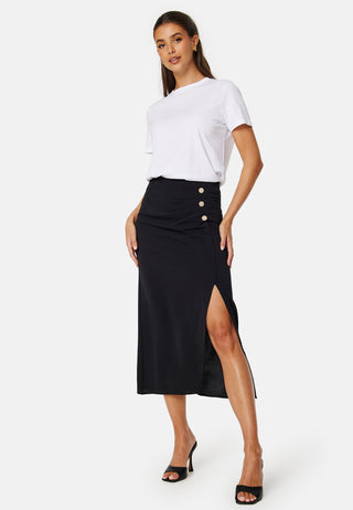 Midi Wrap Button Skirt