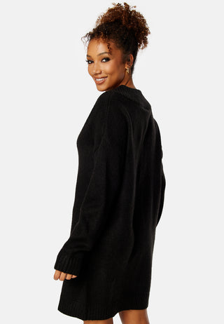 Knitted V-neck Sweater Dress