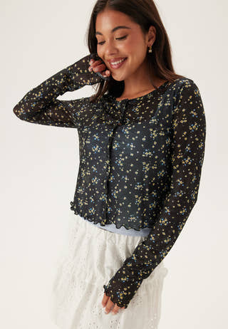 Mesh Cardigan Top