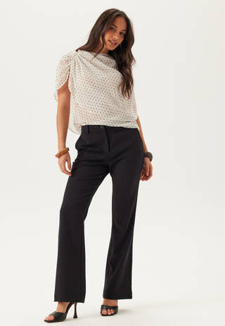 Mid Waist Flared Suit Trousers