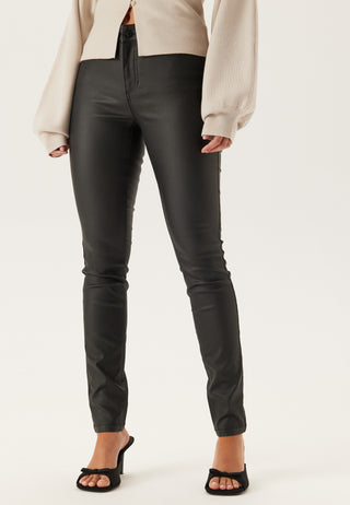 Mid Waist Push-up Coated Slim Jeans