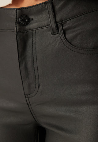 Mid Waist Push-up Coated Slim Jeans