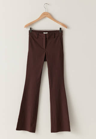 Mid Waist Stretchy Flared Trousers