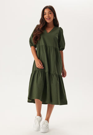 Midi Puff Sleeve Dress