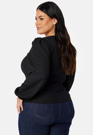 Square Neck Balloon Sleeve Top